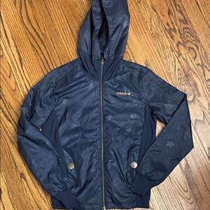 Adidas Dark Blue Hooded Windbreaker